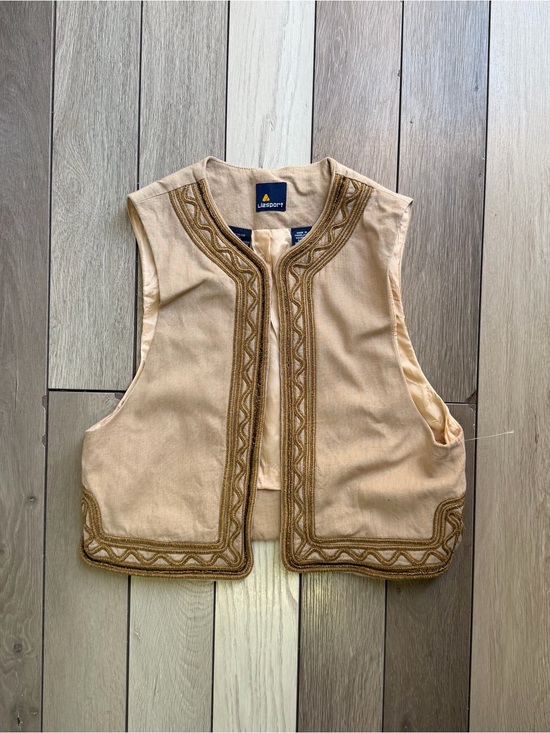 liz sport Tops - Liz Sport linen-blend vest with intricate gold embroidery